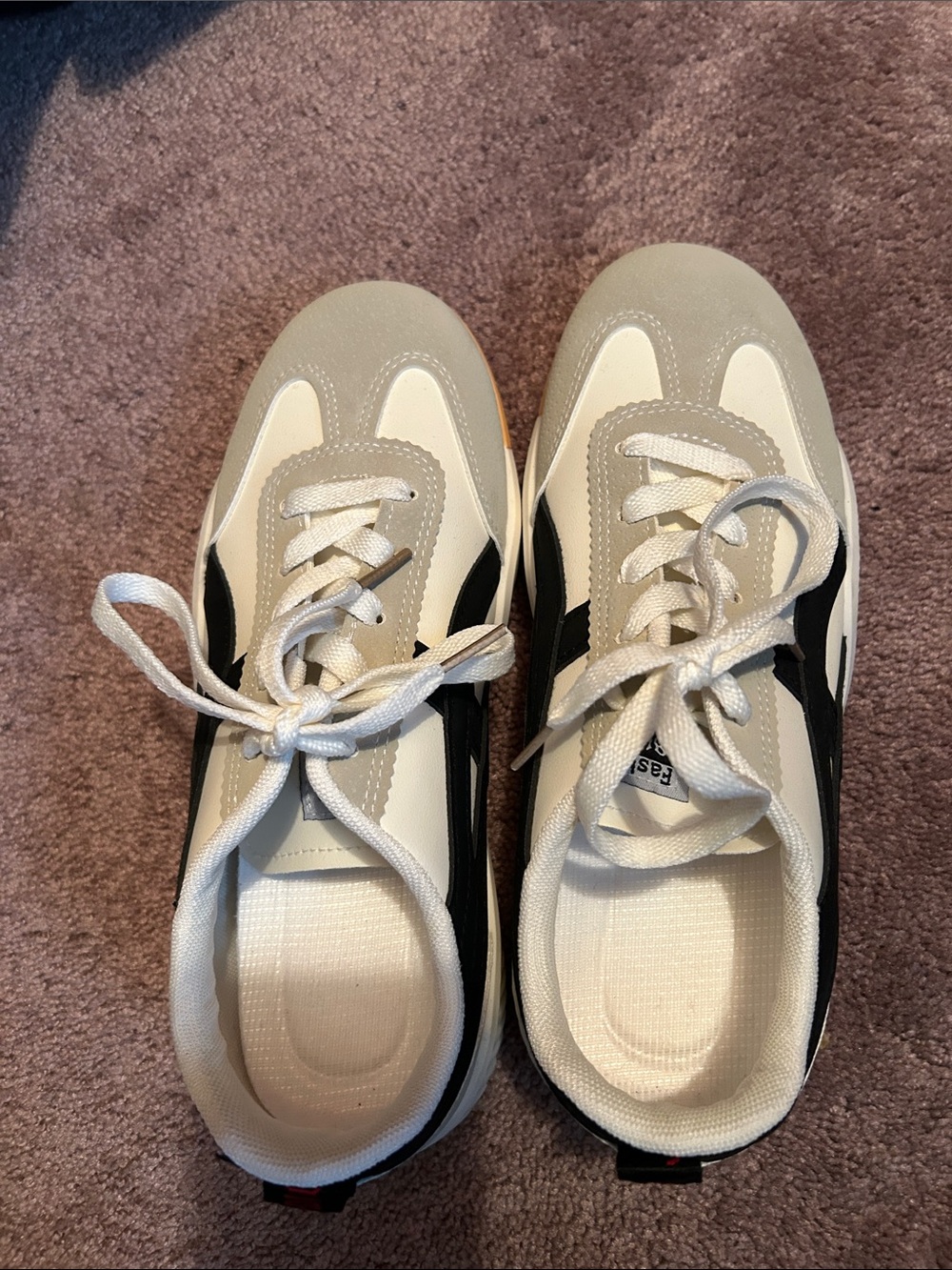 Classic Women’s Lace-Up Sneakers in Cream and Black